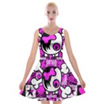 Emo Scene Girl Skull Velvet Skater Dress