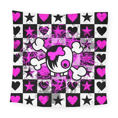 Emo Scene Girl Skull Square Tapestry (Large) from ArtsNow.com