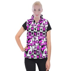 Emo Scene Girl Skull Women s Button Up Vest from ArtsNow.com