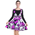 Emo Scene Girl Skull Plunge Pinafore Dress