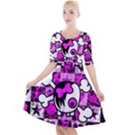 Emo Scene Girl Skull Quarter Sleeve A-Line Dress