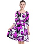 Emo Scene Girl Skull Quarter Sleeve Waist Band Dress