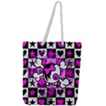 Emo Scene Girl Skull Full Print Rope Handle Tote (Large)