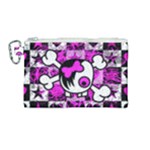 Emo Scene Girl Skull Canvas Cosmetic Bag (Medium)