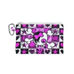 Emo Scene Girl Skull Canvas Cosmetic Bag (Small)