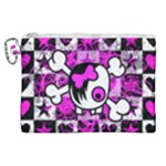 Emo Scene Girl Skull Canvas Cosmetic Bag (XL)