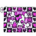 Emo Scene Girl Skull Canvas Cosmetic Bag (XXXL)