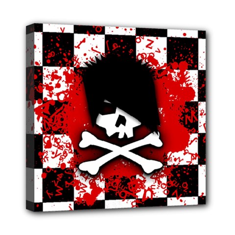 Emo Skull Mini Canvas 8  x 8  (Stretched) from ArtsNow.com