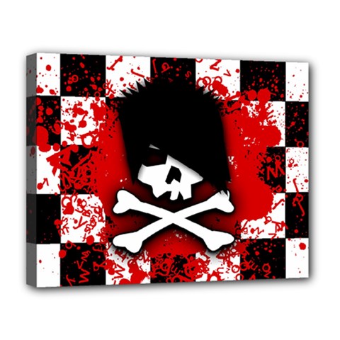 Emo Skull Canvas 14  x 11  (Stretched) from ArtsNow.com