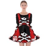 Emo Skull Long Sleeve Skater Dress