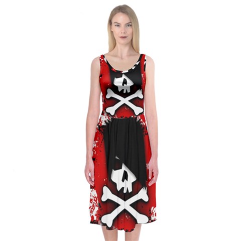 Emo Skull Midi Sleeveless Dress from ArtsNow.com