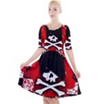 Emo Skull Quarter Sleeve A-Line Dress