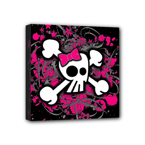 Girly Skull & Crossbones Mini Canvas 4  x 4  (Stretched) from ArtsNow.com
