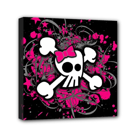 Girly Skull & Crossbones Mini Canvas 6  x 6  (Stretched) from ArtsNow.com