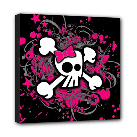 Girly Skull & Crossbones Mini Canvas 8  x 8  (Stretched) from ArtsNow.com