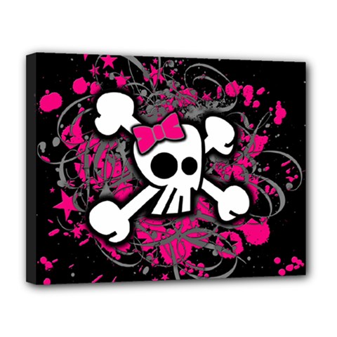 Girly Skull & Crossbones Canvas 14  x 11  (Stretched) from ArtsNow.com