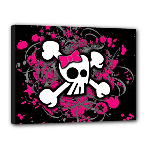 Girly Skull & Crossbones Canvas 16  x 12  (Stretched) from ArtsNow.com