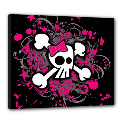 Girly Skull & Crossbones Canvas 24  x 20  (Stretched) from ArtsNow.com