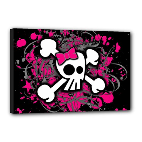 Girly Skull & Crossbones Canvas 18  x 12  (Stretched) from ArtsNow.com
