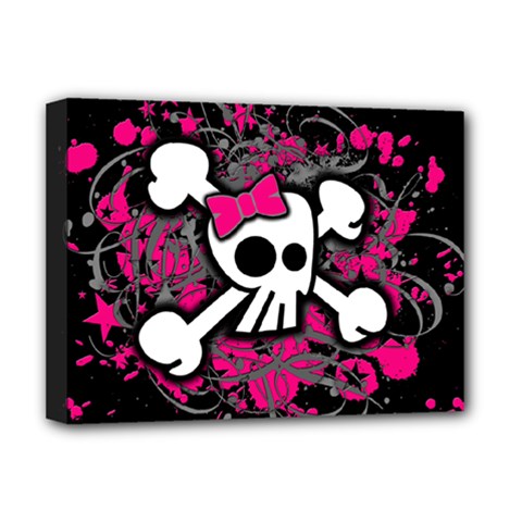 Girly Skull & Crossbones Deluxe Canvas 16  x 12  (Stretched)  from ArtsNow.com