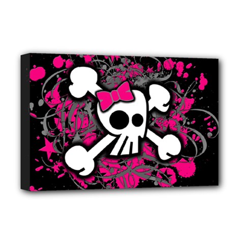 Girly Skull & Crossbones Deluxe Canvas 18  x 12  (Stretched) from ArtsNow.com