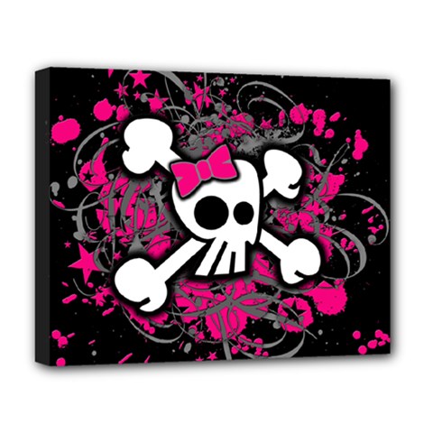 Girly Skull & Crossbones Deluxe Canvas 20  x 16  (Stretched) from ArtsNow.com