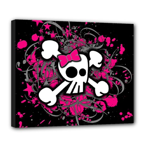 Girly Skull & Crossbones Deluxe Canvas 24  x 20  (Stretched) from ArtsNow.com