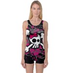 Girly Skull & Crossbones One Piece Boyleg Swimsuit