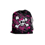 Girly Skull & Crossbones Drawstring Pouch (Medium)