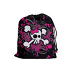 Girly Skull & Crossbones Drawstring Pouch (Large)