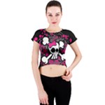 Girly Skull & Crossbones Crew Neck Crop Top