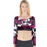 Girly Skull & Crossbones Long Sleeve Crop Top