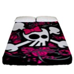 Girly Skull & Crossbones Fitted Sheet (King Size)