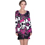 Girly Skull & Crossbones Long Sleeve Nightdress