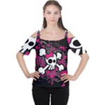 Girly Skull & Crossbones Cutout Shoulder Tee