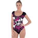 Girly Skull & Crossbones Short Sleeve Leotard 