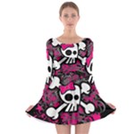 Girly Skull & Crossbones Long Sleeve Skater Dress