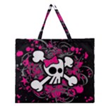 Girly Skull & Crossbones Zipper Large Tote Bag