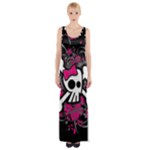 Girly Skull & Crossbones Thigh Split Maxi Dress