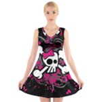 Girly Skull & Crossbones V-Neck Sleeveless Dress