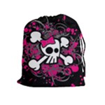 Girly Skull & Crossbones Drawstring Pouch (XL)