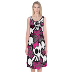 Girly Skull & Crossbones Midi Sleeveless Dress from ArtsNow.com