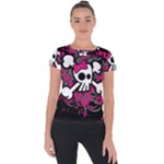 Girly Skull & Crossbones Short Sleeve Sports Top 