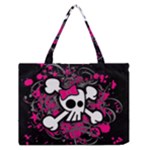 Girly Skull & Crossbones Zipper Medium Tote Bag