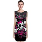 Girly Skull & Crossbones Sleeveless Velvet Midi Dress