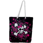 Girly Skull & Crossbones Full Print Rope Handle Tote (Large)