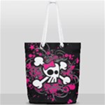 Girly Skull & Crossbones Full Print Rope Handle Tote (Small)