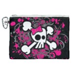 Girly Skull & Crossbones Canvas Cosmetic Bag (XL)