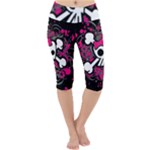 Girly Skull & Crossbones Lightweight Velour Cropped Yoga Leggings