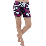 Girly Skull & Crossbones Lightweight Velour Yoga Shorts